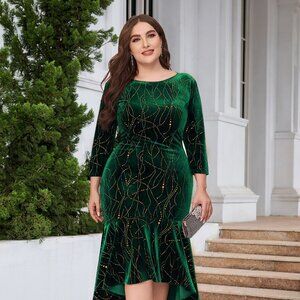 Plus Size Ruffle Hem High-Low Dress